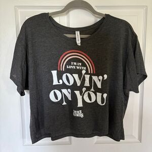 Luke Combs Lovin' On You Rainbow Crop Top Gray Medium